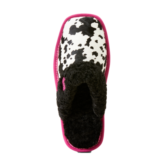 Ariat Ladies Jackie Pink Pony Cow Print Slippers AR2830-970