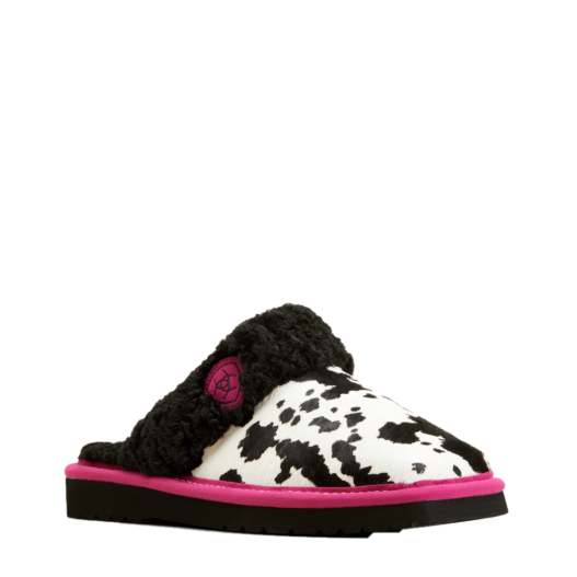 Ariat Ladies Jackie Pink Pony Cow Print Slippers AR2830-970