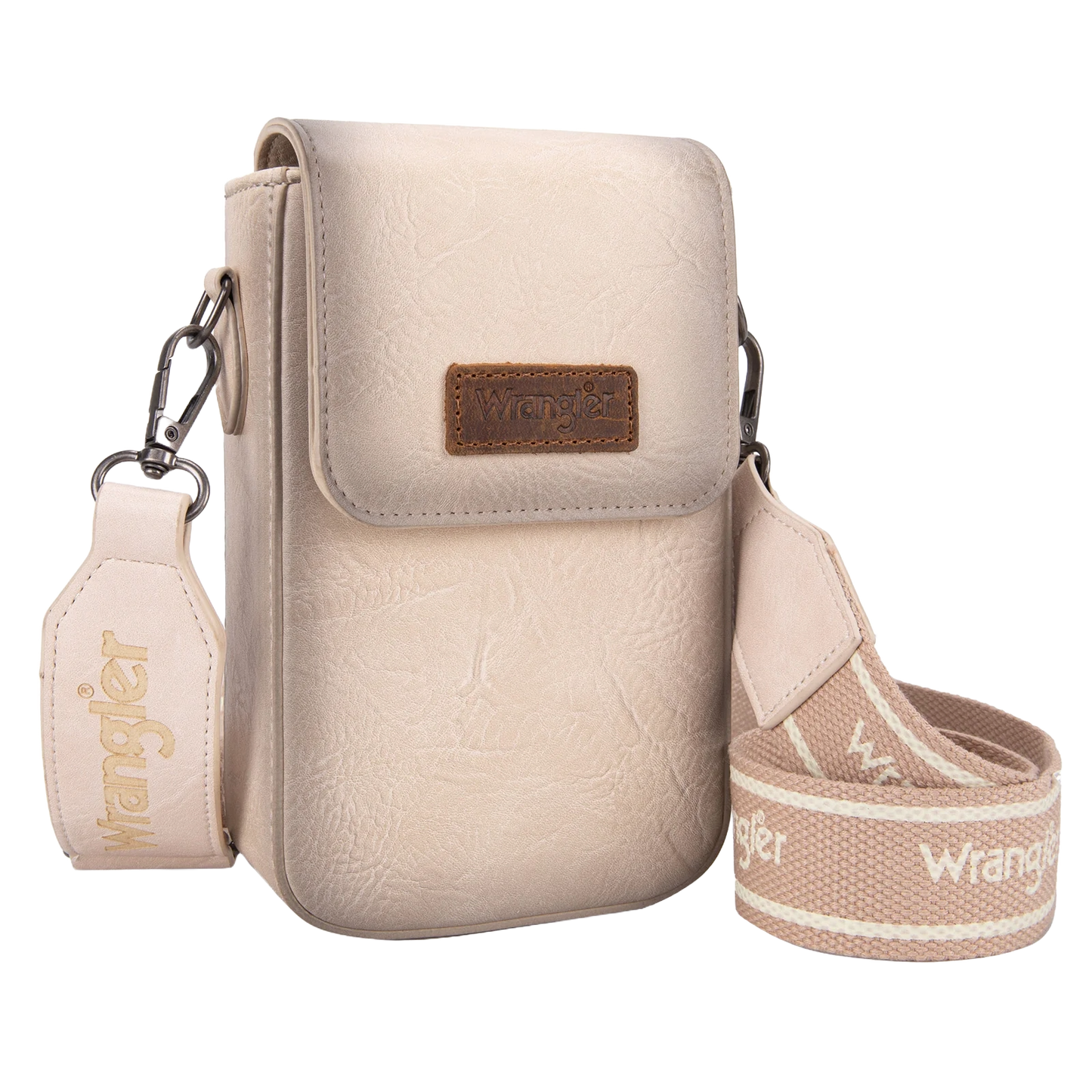 Wrangler Ladies Tan Cell Phone Purse With Back Card Slots Crossbody Bag WG118-204TN