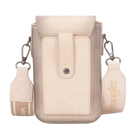 Wrangler Ladies Tan Cell Phone Purse With Back Card Slots Crossbody Bag WG118-204TN