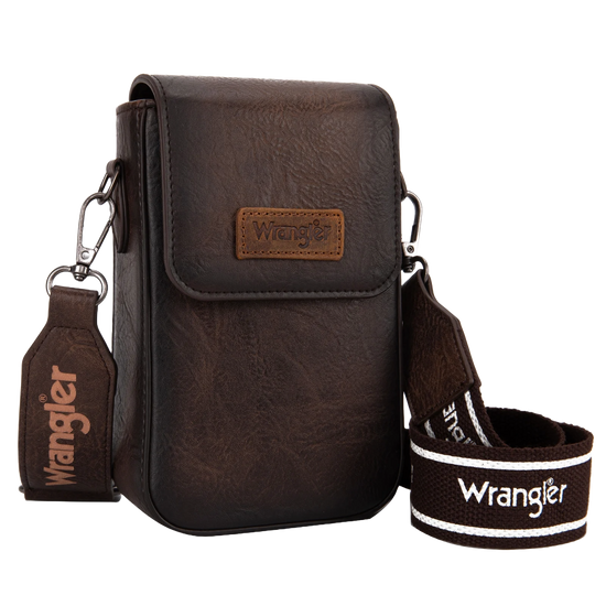 Wrangler Ladies Coffee Cell Phone Purse With Back Card Slots Crossbody WG118-204CF