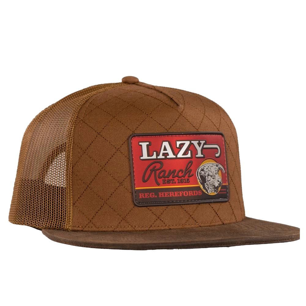 Lazy J Ranch Coyote Brown Quilted Hard Day Trucker Hat BRWN4-HD-RED