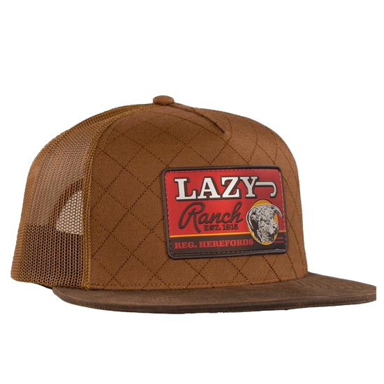Lazy J Ranch Coyote Brown Quilted Hard Day Trucker Hat BRWN4-HD-RED