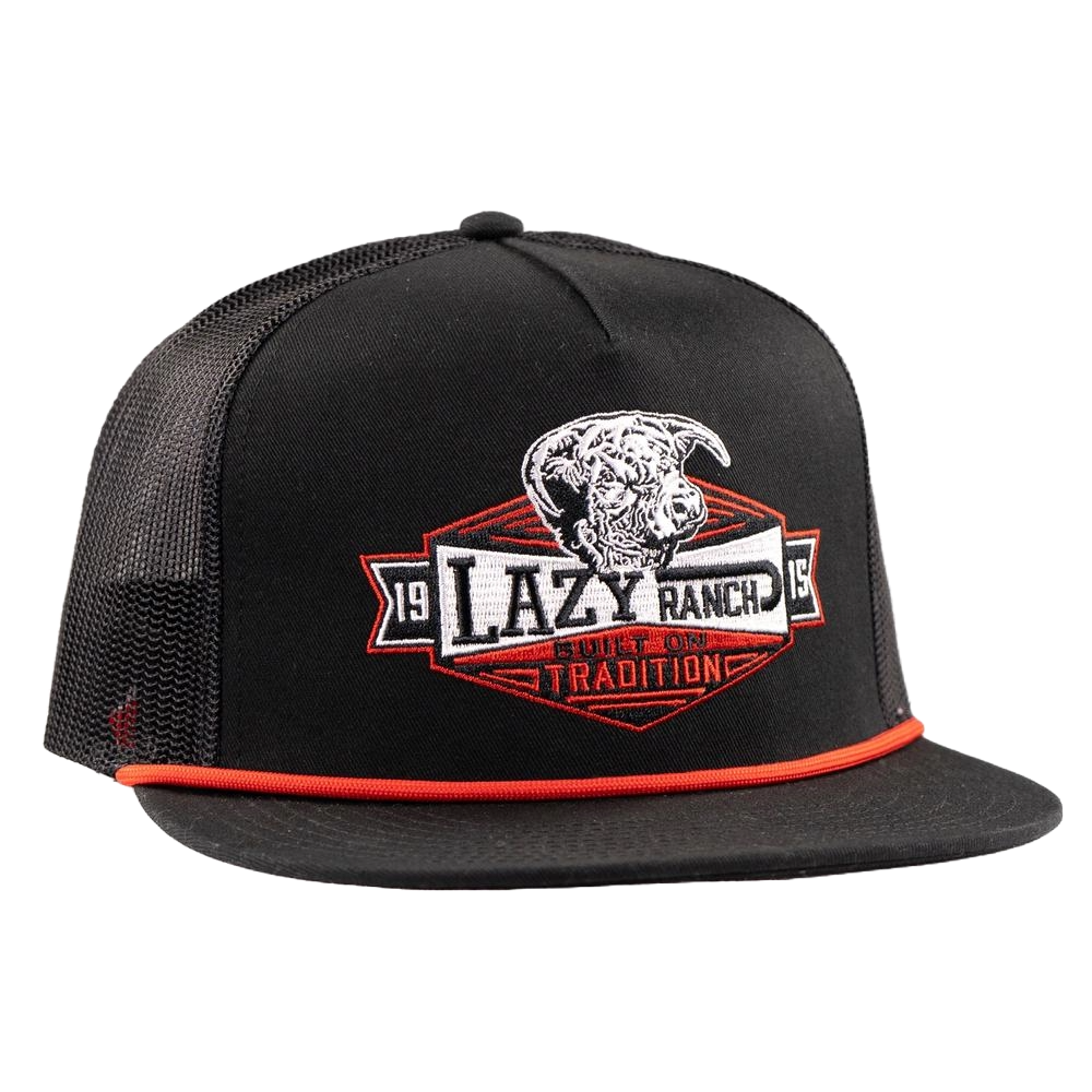 Lazy J Ranch Black Domino Classic Rope Trucker Hat BLKBLK4-DMNO-RED