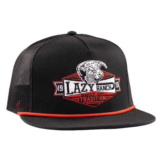 Lazy J Ranch Black Domino Classic Rope Trucker Hat BLKBLK4-DMNO-RED
