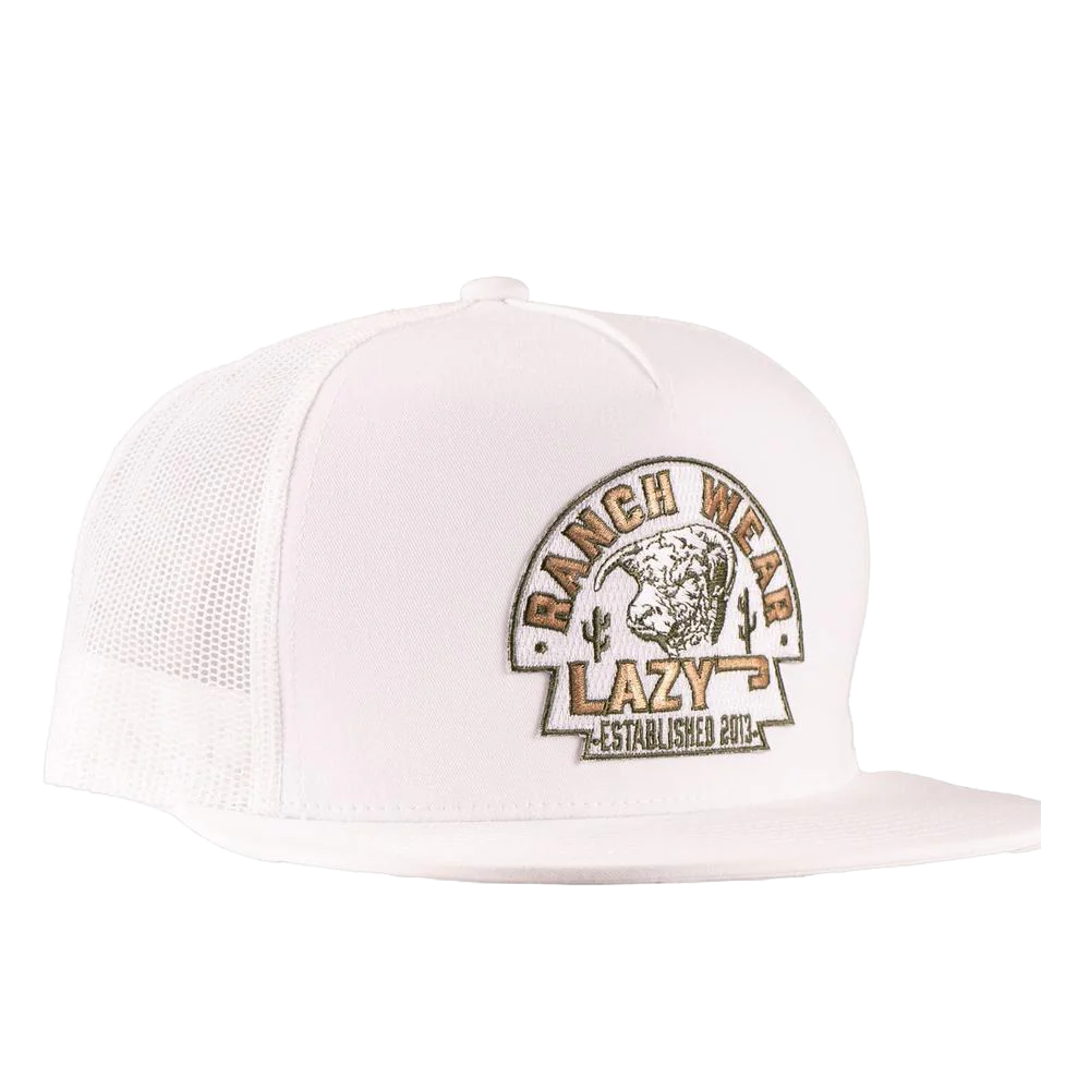 Lazy J Ranch White Olive Arrowhead Classic Trucker Hat WHITE4-AH-OLV