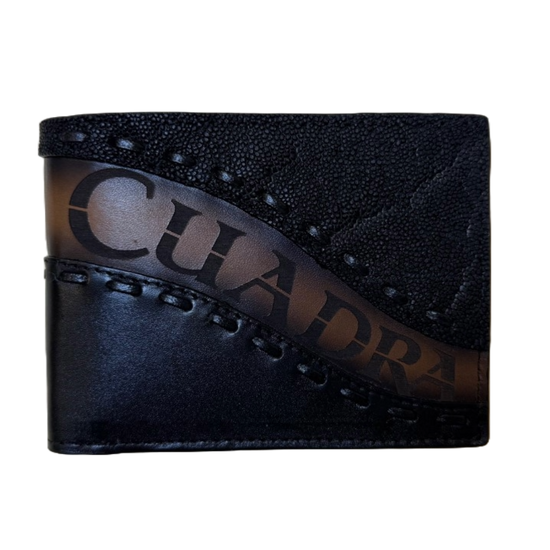 Cuadra Men's Elephant Embroidery & Laser Black Wallet DU616