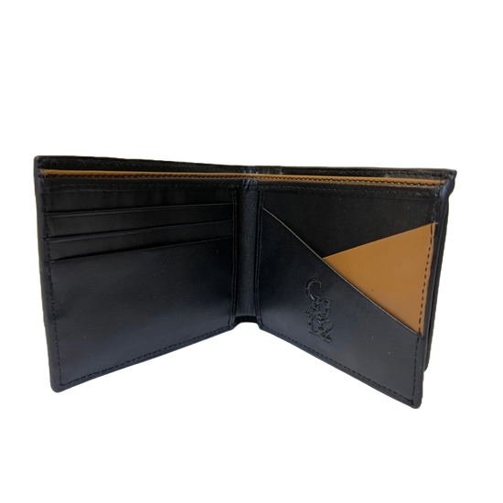 Cuadra Men's Elephant Embroidery & Laser Black Wallet DU616