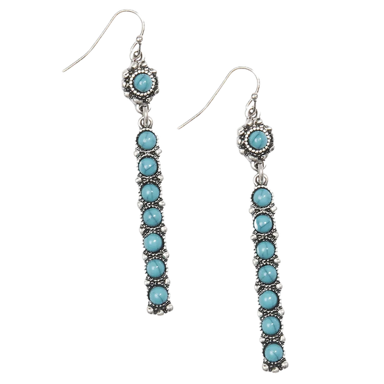 Blazin Roxx® Silver Long Bar Western Turquoise Stone Earrings 29120