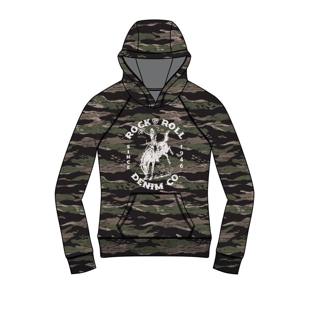 Rock & Roll Denim Youth Boy's Rodeo Graphic Camo Hoodie BB94T07449