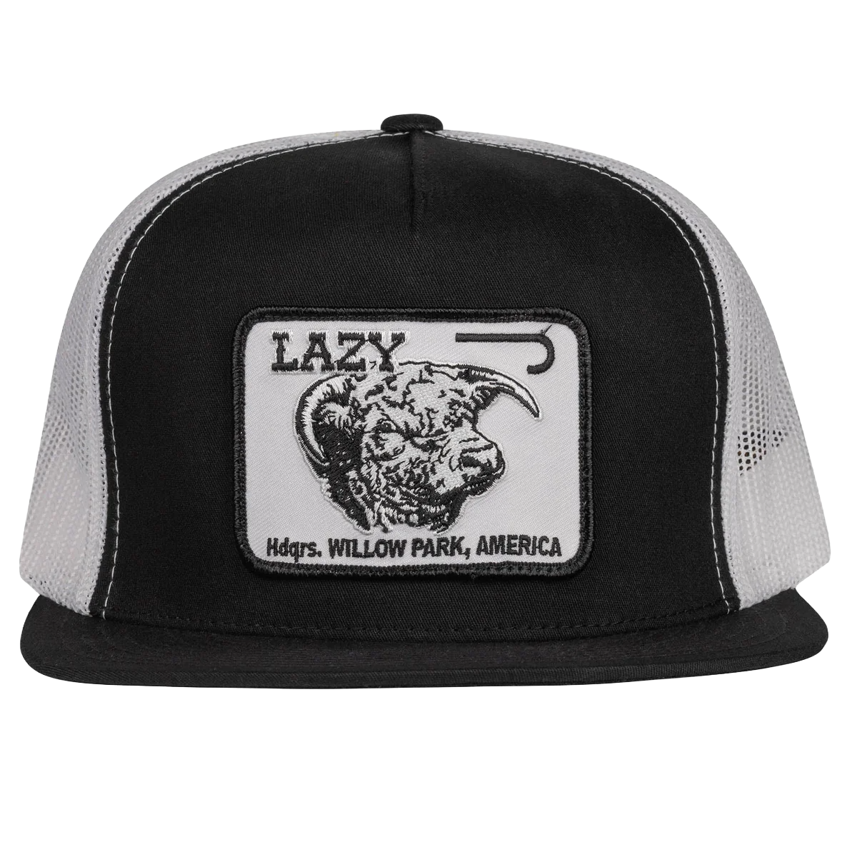 Lazy J Ranch Wear Classic Willow Cattle Headquarters Black Trucker Cap BLKWHT4WILL