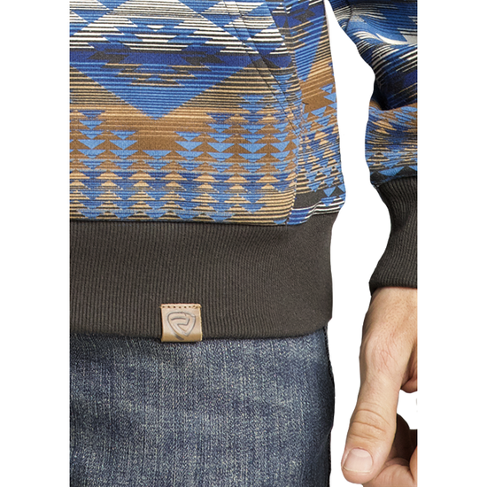 Rock & Roll Denim Men's Aztec Graphic Blue & Grey Pullover Hoodie BM94T07297