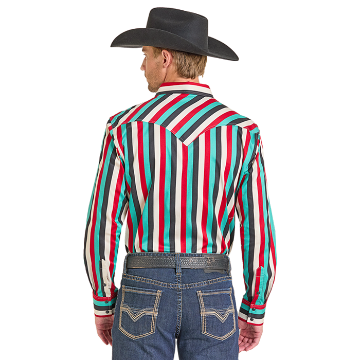 Rock & Roll Denim Men's Dale Brisby Striped Button Down Shirt BMN2S07162