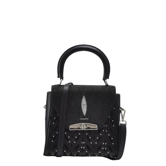 Cuadra Ladies Lasered Stingray Leather Black Bag DU677