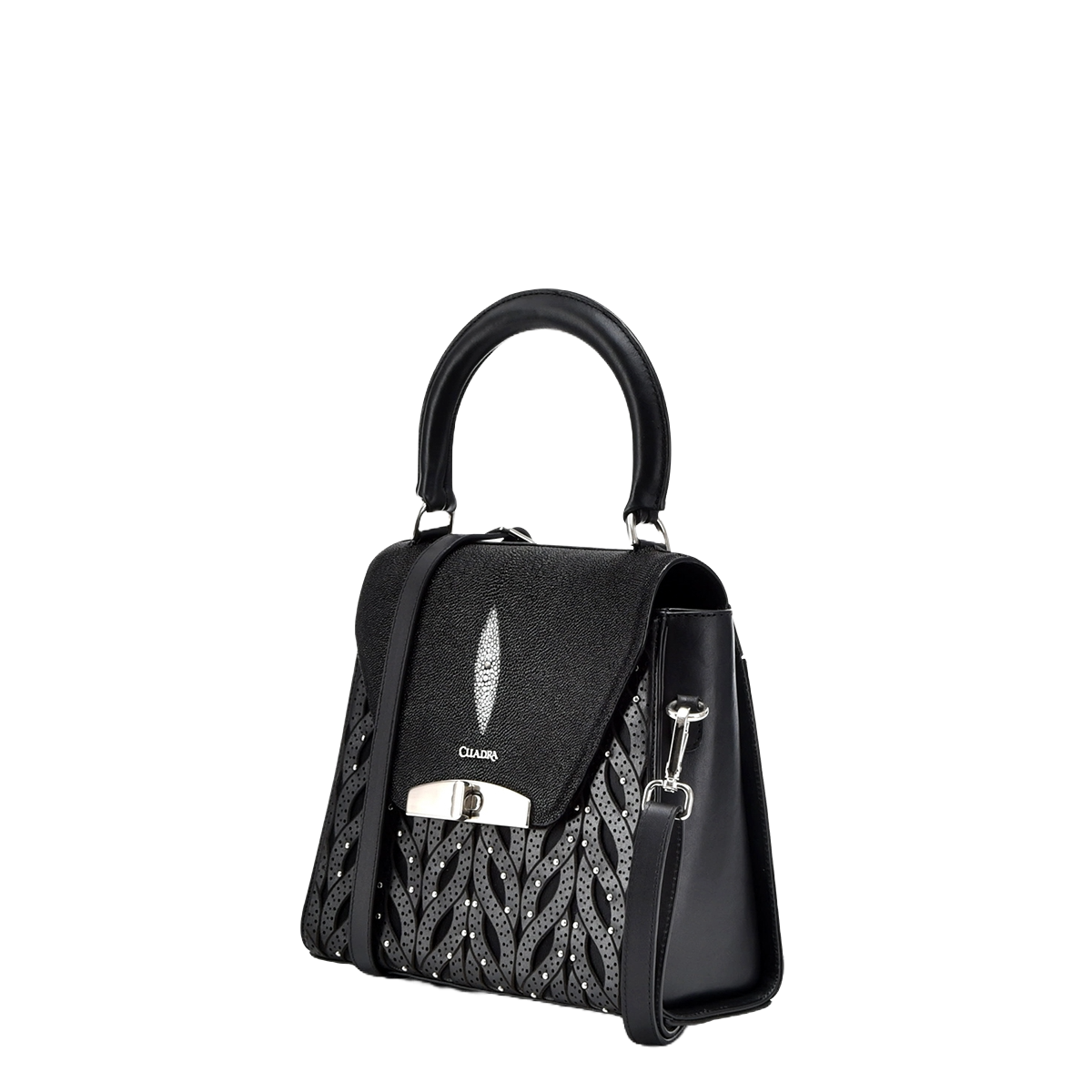 Cuadra Ladies Lasered Stingray Leather Black Bag DU677