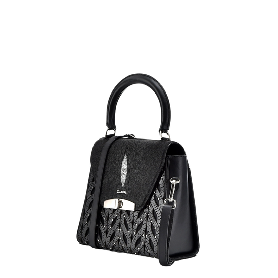 Cuadra Ladies Lasered Stingray Leather Black Bag DU677