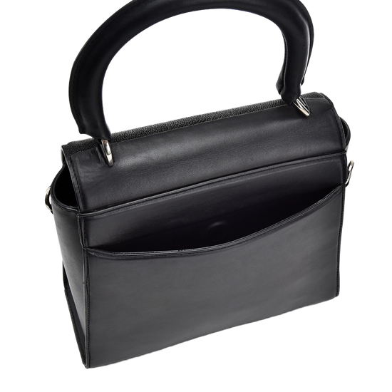 Cuadra Ladies Lasered Stingray Leather Black Bag DU677