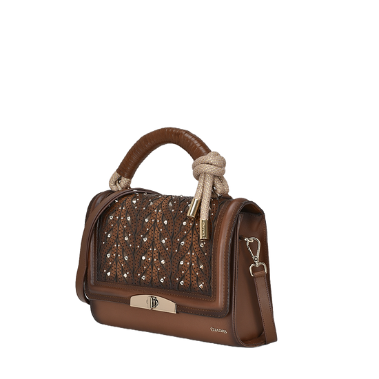 Cuadra Ladies Woven Crystalized Chocolate Brown Bag DU581