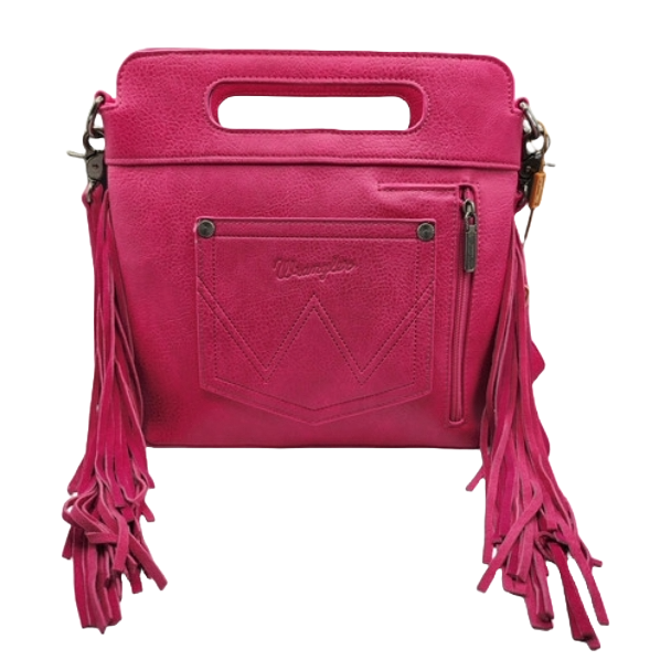 Wrangler Ladies Western Tooled Fringe Hot Pink Crossbody Bag WG110-G2010HPK