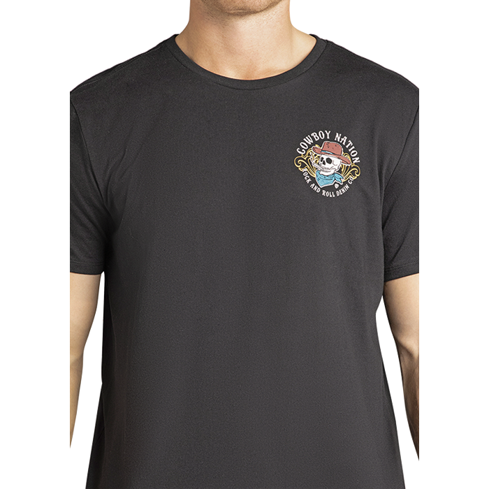 Rock & Roll Denim Men's Cowboy Nation Graphic Black T-Shirt BU21T07435
