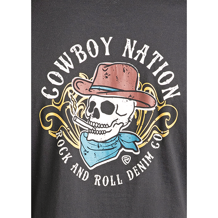 Rock & Roll Denim Men's Cowboy Nation Graphic Black T-Shirt BU21T07435