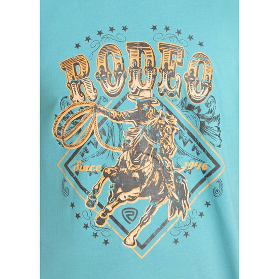 Rock & Roll Denim Men's Bronco Rider Graphic Turquoise T-Shirt BU21T07438