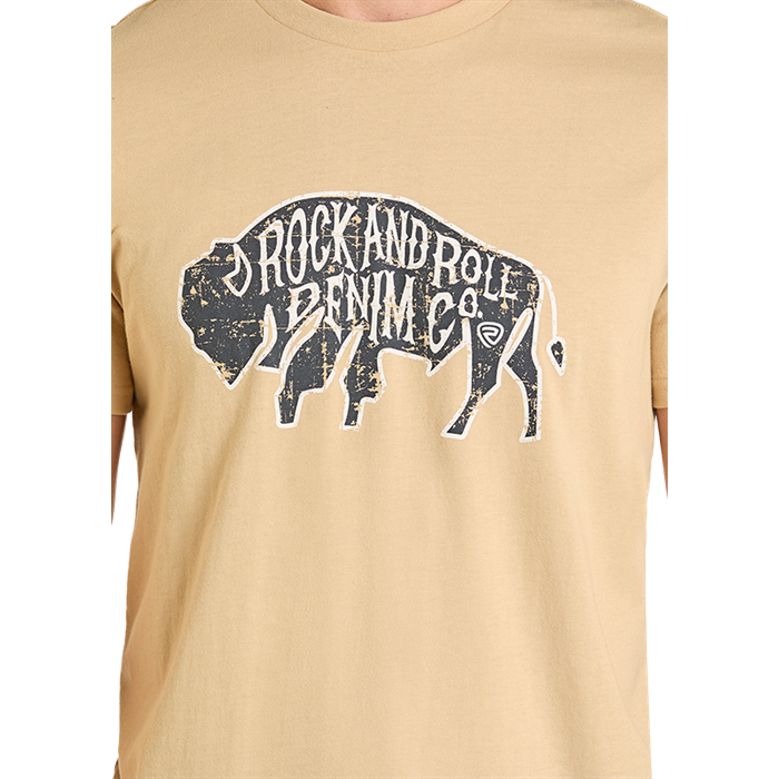 Rock & Roll Denim Men's Buffalo Graphic Tan T-Shirt BU21T07440