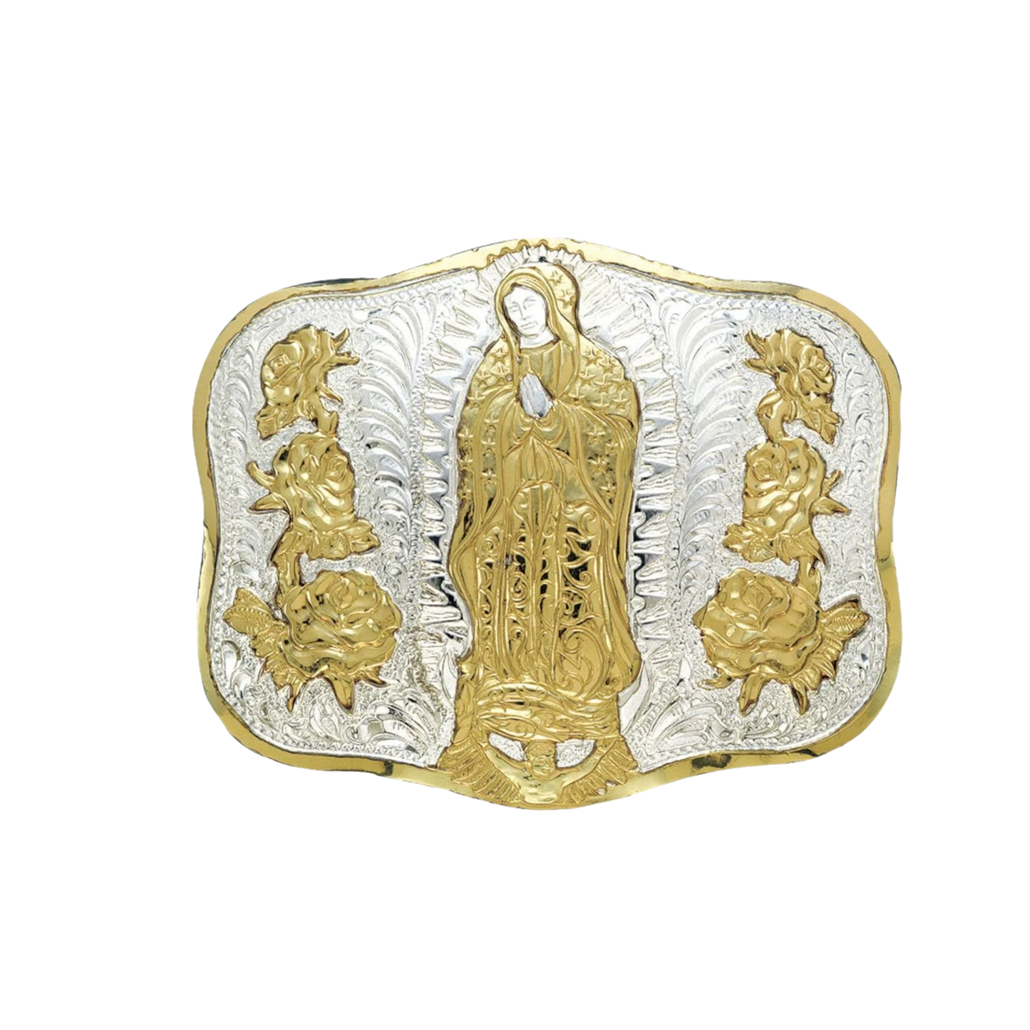 Crumrine Virgin Mary Gold & Silver Belt Buckle C11288