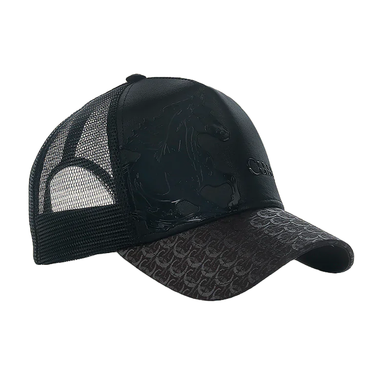 Cuadra Men's Logo Horse Patch Leather Chocolate Cap CC120