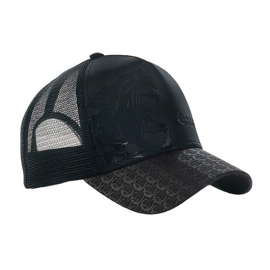 Cuadra Men's Logo Horse Patch Leather Chocolate Cap CC120