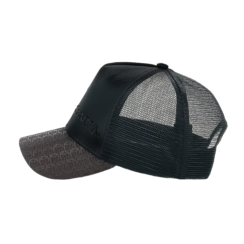 Cuadra Men's Logo Horse Patch Leather Chocolate Cap CC120