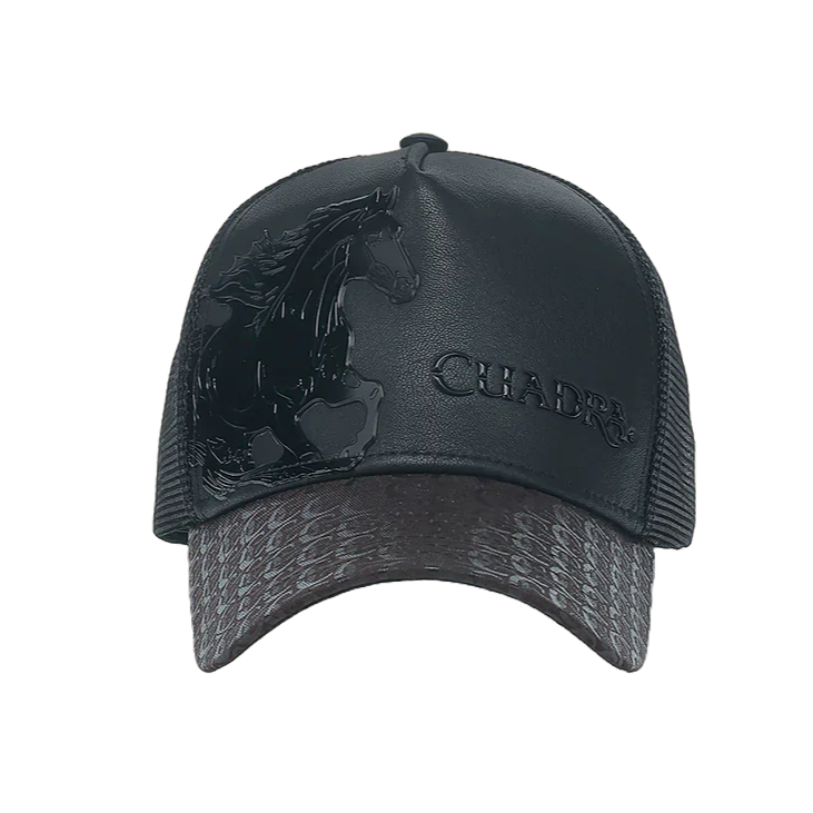 Cuadra Men's Logo Horse Patch Leather Chocolate Cap CC120