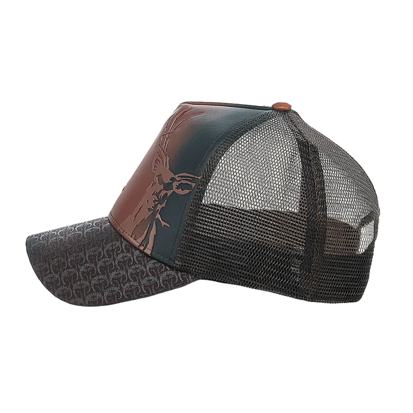 Cuadra Men's Deer Patch Brown Leather Cap CC122