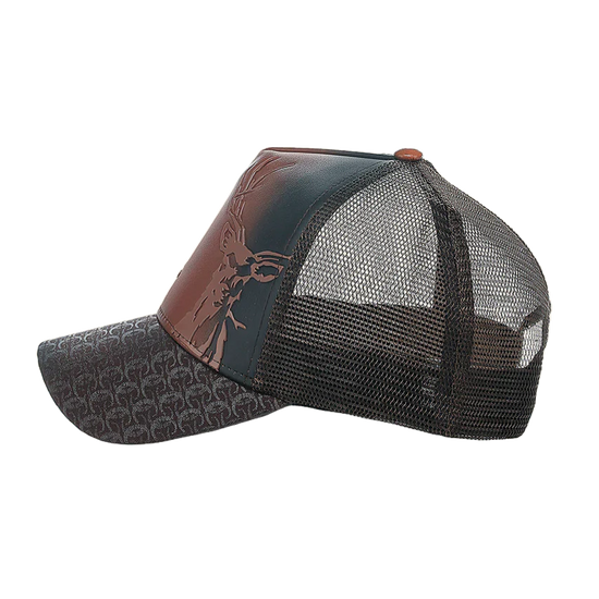 Cuadra Men's Deer Patch Brown Leather Cap CC122