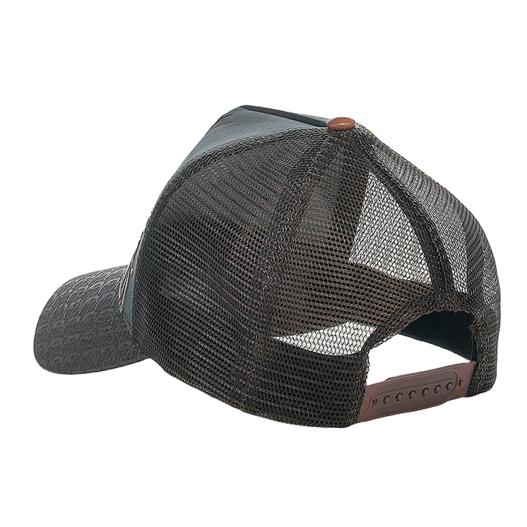 Cuadra Men's Deer Patch Brown Leather Cap CC122