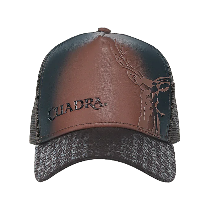 Cuadra Men's Deer Patch Brown Leather Cap CC122