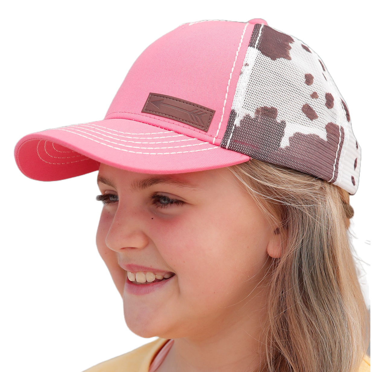 Cinch Youth Girl's Pink & Cow Print Trucker Cap CCC0042020
