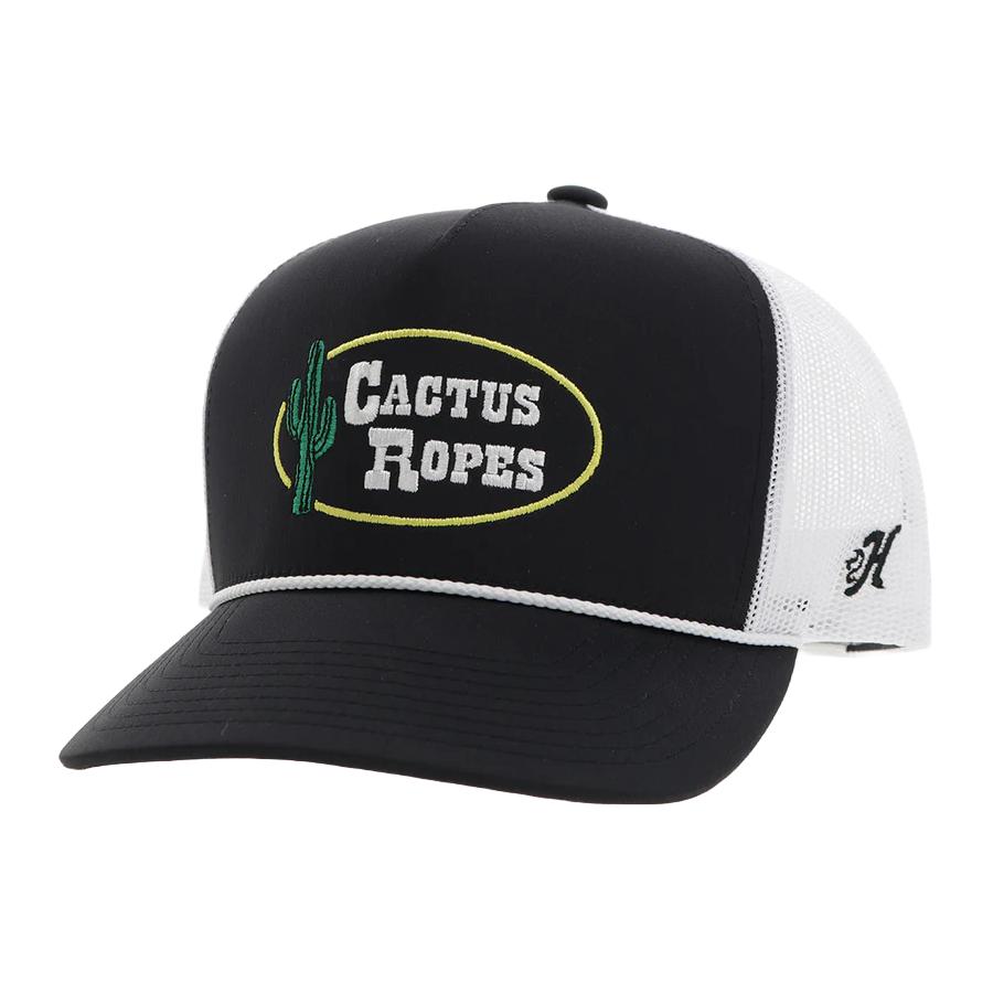 Hooey Black/White Cactus Ropes Ball Cap CR106