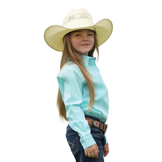 Cinch Youth Girl's Turquoise Blue Button Down Shirt CTW3120002