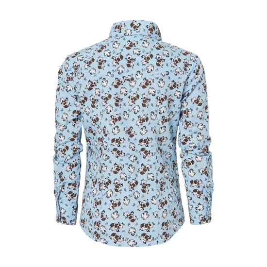 Cinch Youth Girl's Light Blue Baby Cow Button Down Shirt CTW3380002
