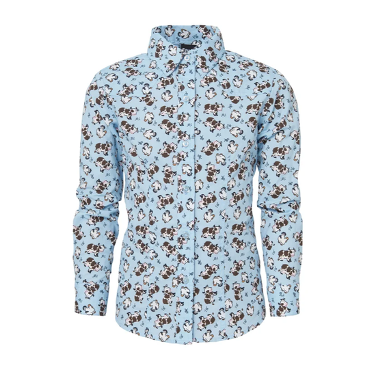 Cinch Youth Girl's Light Blue Baby Cow Button Down Shirt CTW3380002