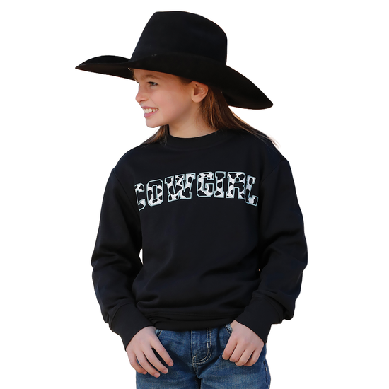 Cinch Youth Girl's Black Cowgirl Pullover Sweatshirt CWK8002002