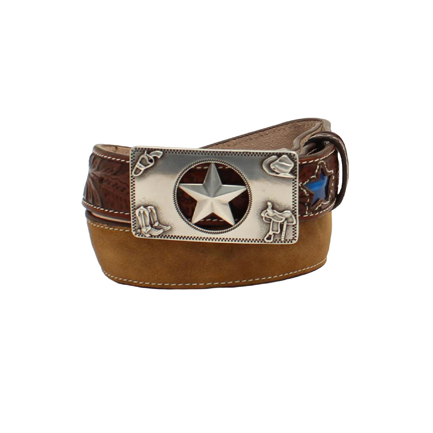 3D Belt Boy's Star Buckle Brown Leather Belt D120001502