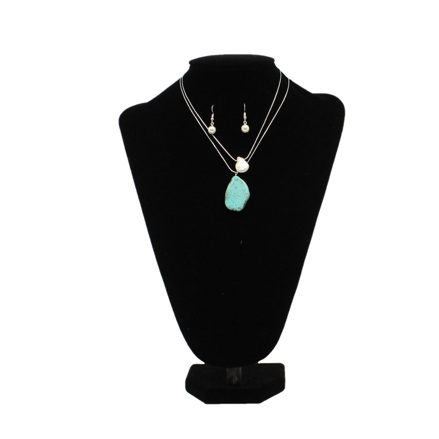 M&F Western Ladies Double Stranded Turquoise Necklace & Earring Set D4500108