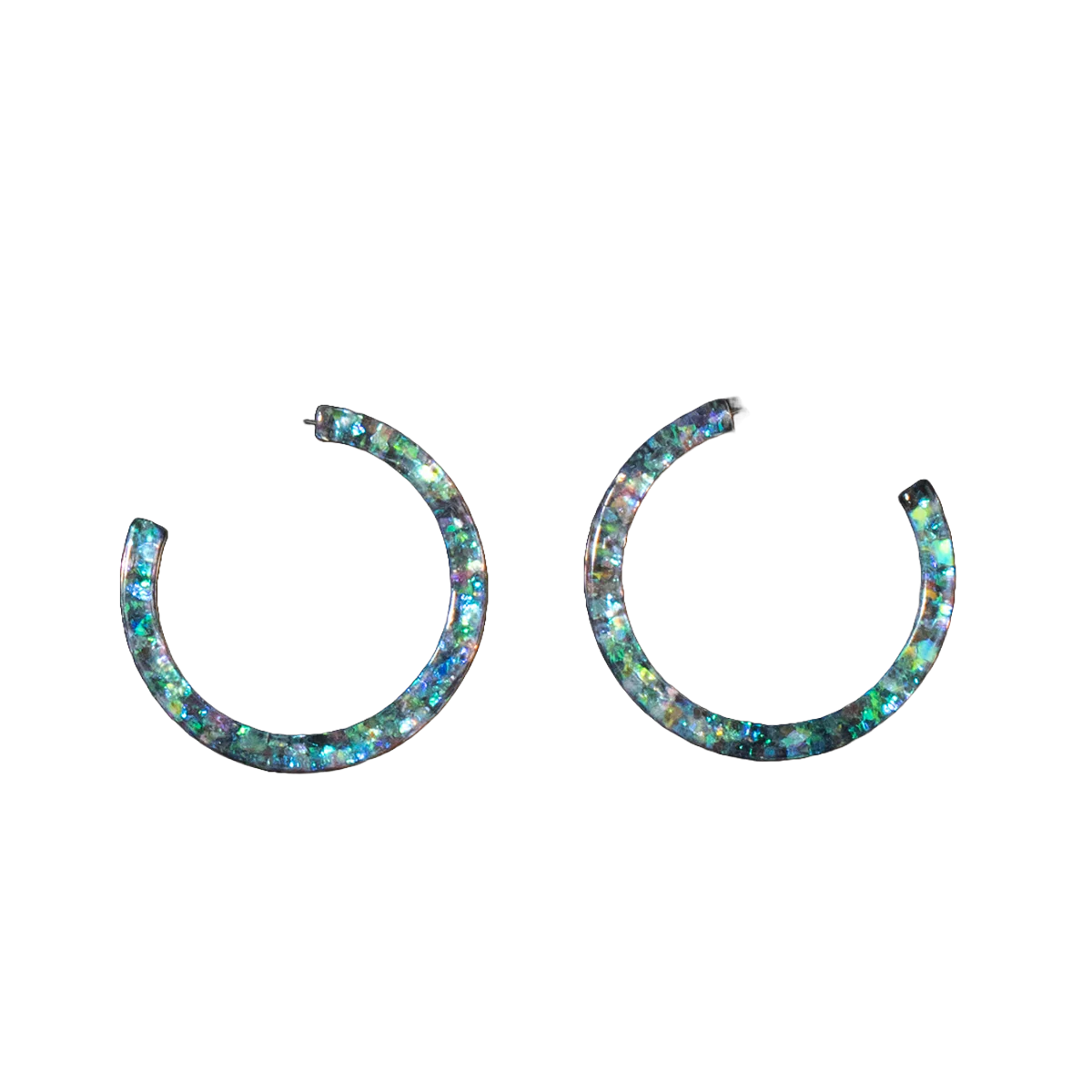 Silver Strike Resin Glitter Hoop Earrings D4600154279