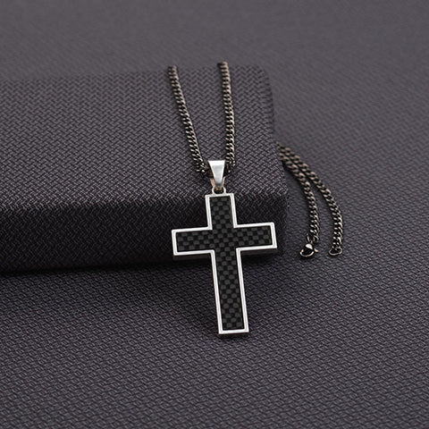 Silver Strike Men's Gunmetal Cross Silver Necklace D47007