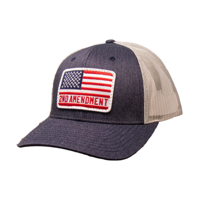 Dally Up American Flag 2nd Amendment Patch Navy & Lt. Grey Cap DALLY-425