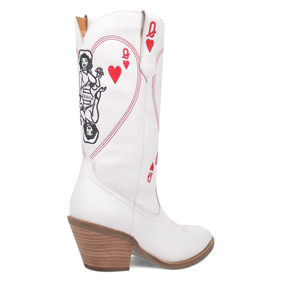 Dingo Ladies Queen A Hearts White Leather Boots DI174-WHT