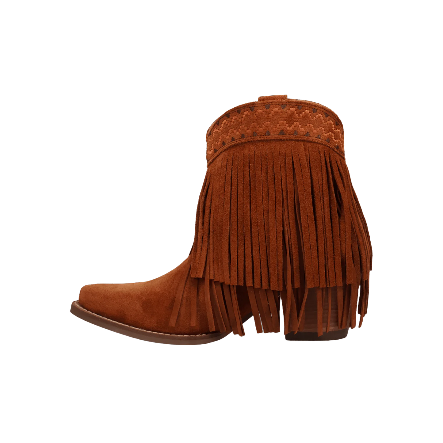 Dingo Ladies Tapadero Suede Fringe Brown Booties DI2181-BN