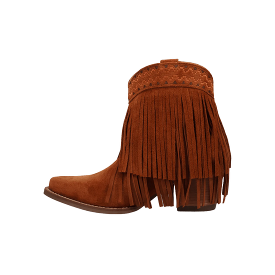 Dingo Ladies Tapadero Suede Fringe Brown Booties DI2181-BN